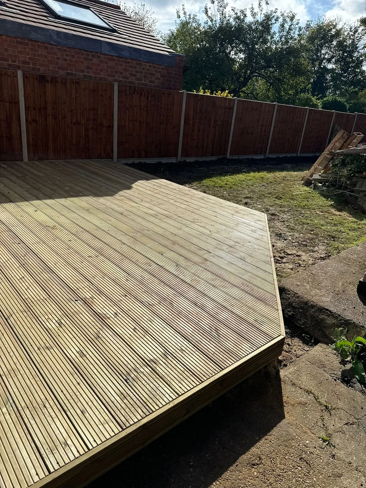 Large new deck across a back garden